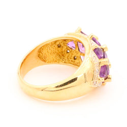 Bague en or jaune, améthystes et diamants - Castafiore