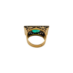Bague en or jaune, émeraude et diamants - Castafiore
