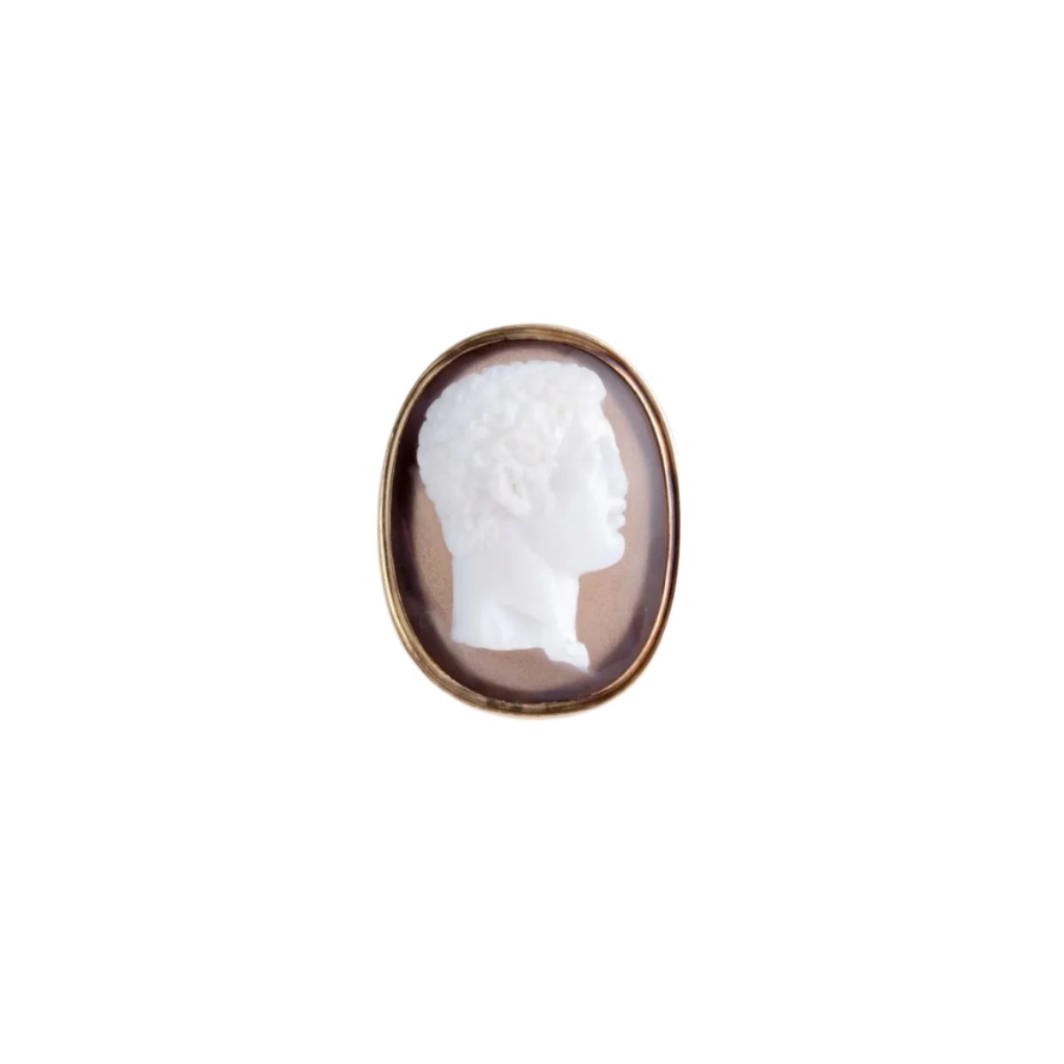 Bague en or jaune en camée agate représentant une tête d'homme - Castafiore