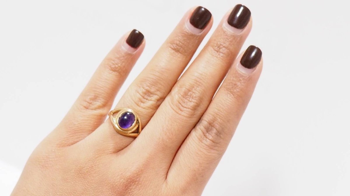 Bague en or jaune et améthyste - Castafiore