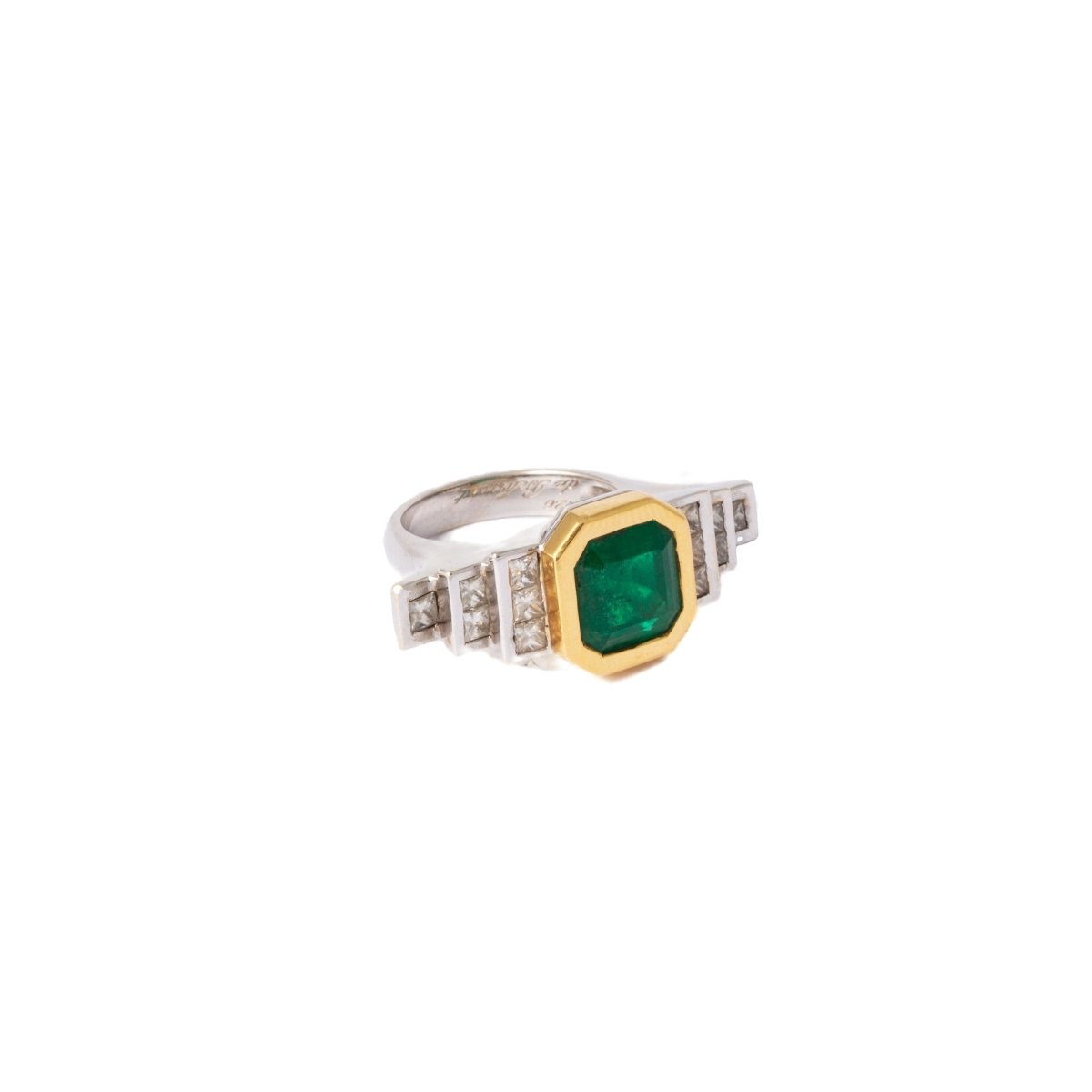 Bague en or jaune, or blanc et émeraude - Castafiore