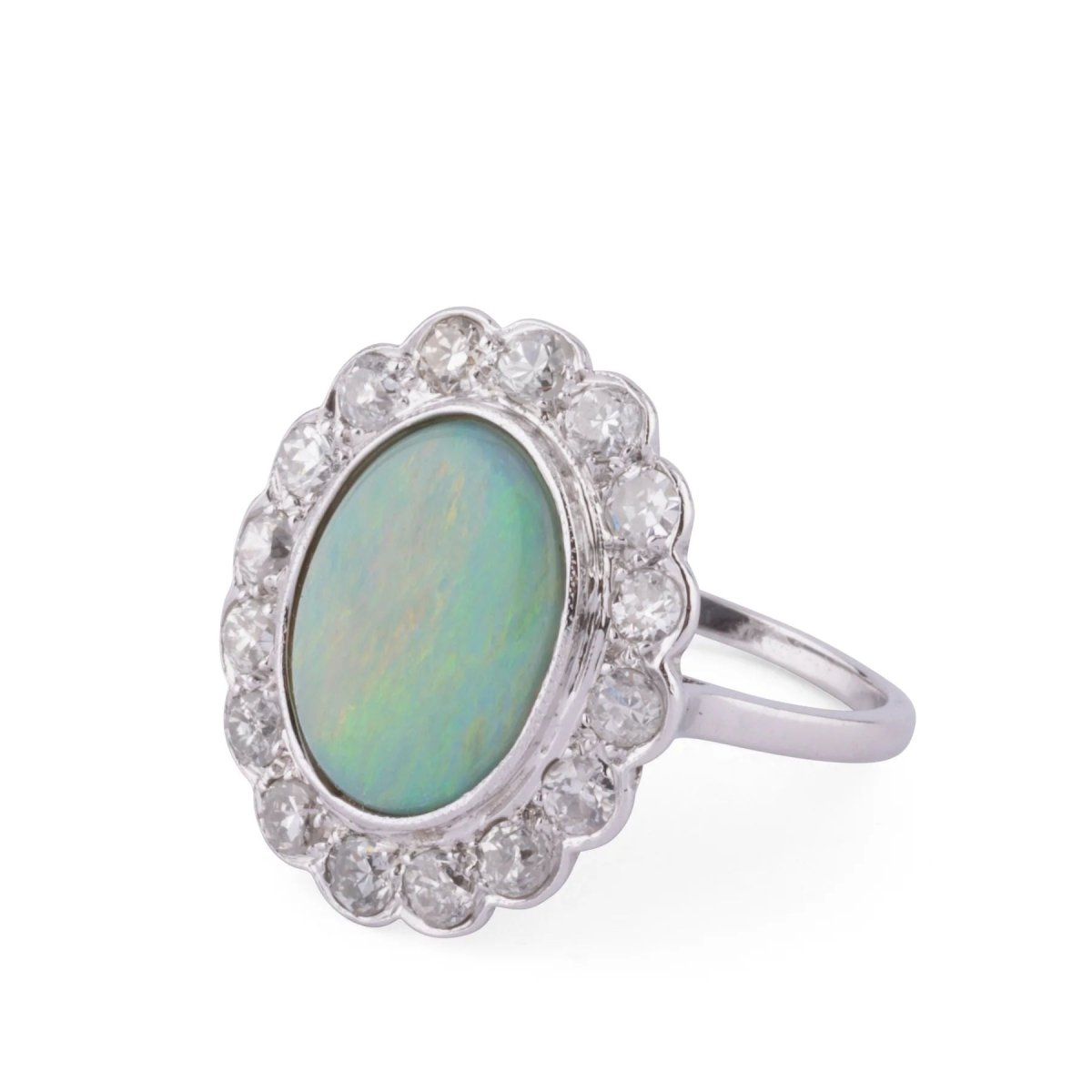 Bague en platine diamants et opale - Castafiore