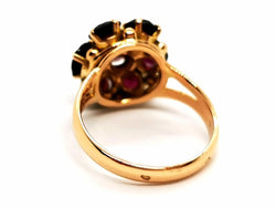 Bague Fleur Or jaune Grenat - Castafiore