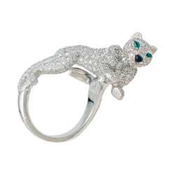 Bague Haute Joaillerie , "Panthère " CARTIER, or blanc, diamants - Castafiore