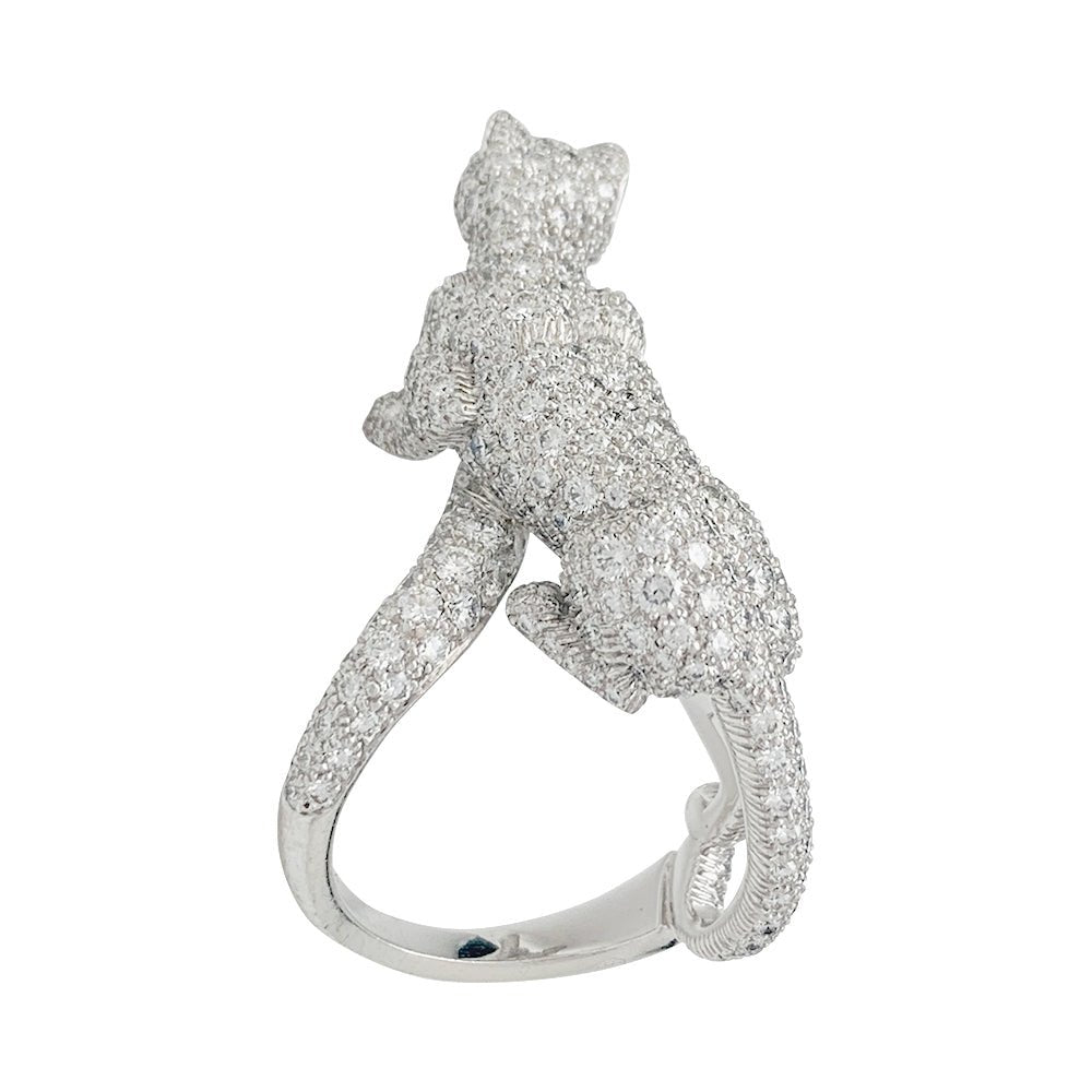 Bague Haute Joaillerie , "Panthère " CARTIER, or blanc, diamants - Castafiore