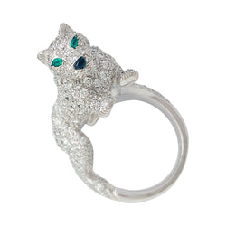 Bague Haute Joaillerie , "Panthère " CARTIER, or blanc, diamants - Castafiore