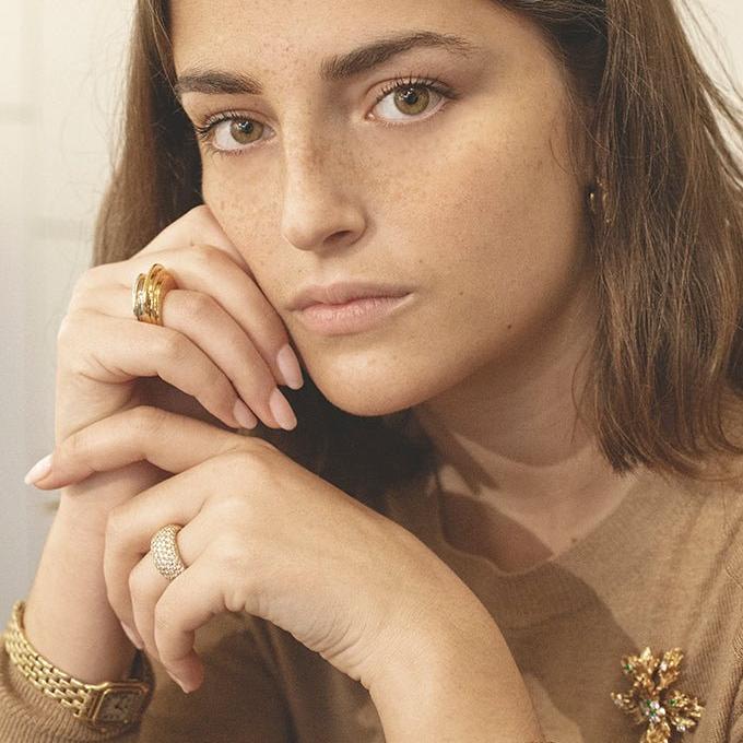 Bague jonc CARTIER "Paris nouvelle vague" or jaune pavée de diamants - Castafiore