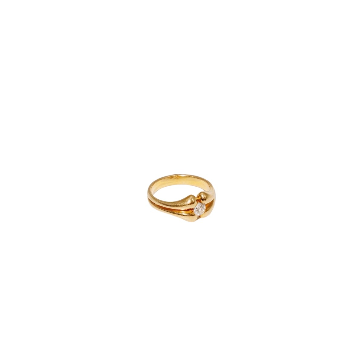 Bague jonc en or jaune ornée d'un diamant - Castafiore