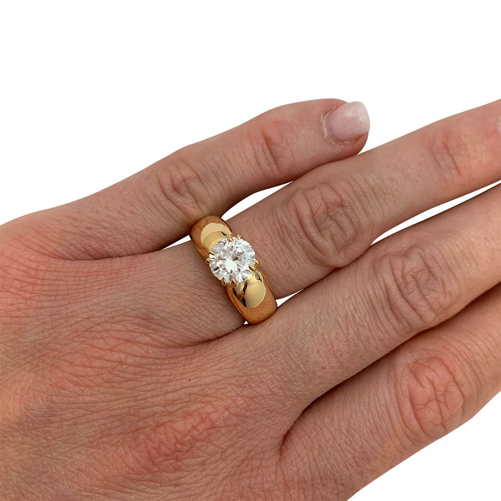 Bague jonc or jaune, diamant - Castafiore