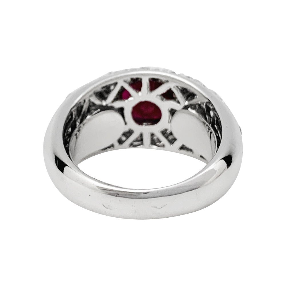 Bague jonc pavage diamant, rubis 1,78 carats - Castafiore