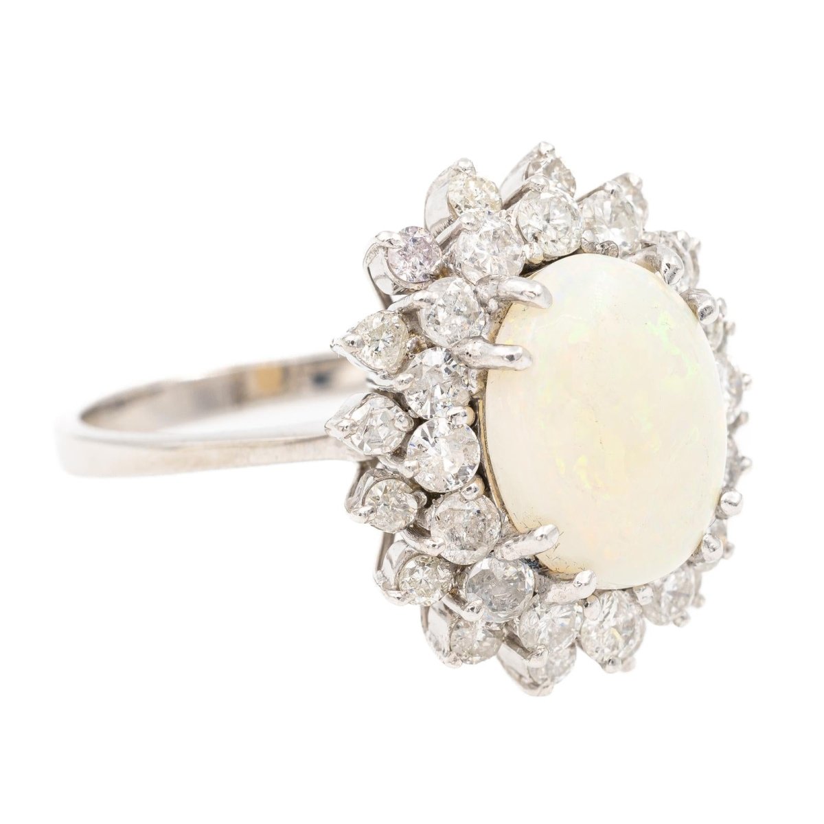 Bague Marguerite en or blanc et opale - Castafiore