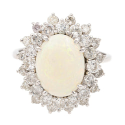 Bague Marguerite en or blanc et opale - Castafiore