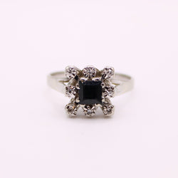 Bague Marguerite or blanc saphir et diamants - Castafiore