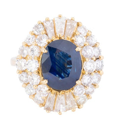 bague marguerite or jaune saphir et double entourage de diamants - Castafiore