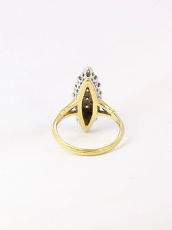 Bague marquise ancienne en or pavée d'environ 1 ct de diamants - Castafiore