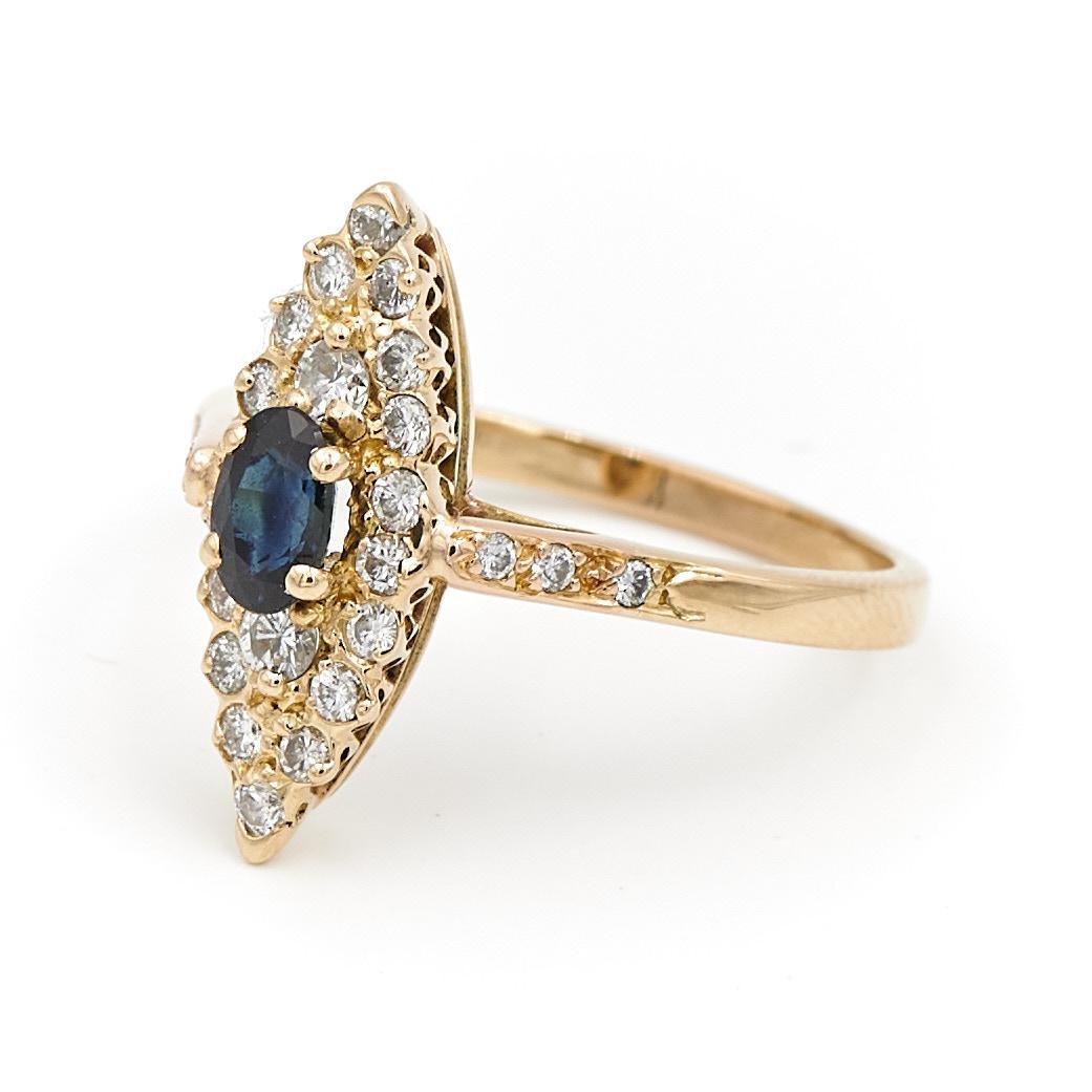 Bague Marquise Or jaune Saphir - Castafiore