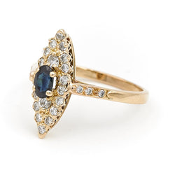 Bague Marquise Or jaune Saphir - Castafiore