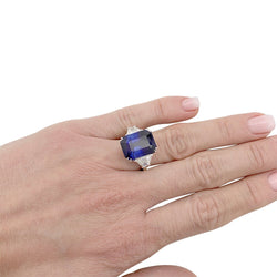 Bague or blanc, saphir et diamants - Castafiore