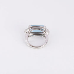 Bague or gris ornée d'une aigue marine et diamants - Castafiore