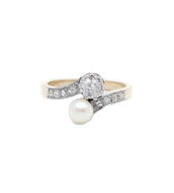 Bague - Or. Perle Et Diamants - Castafiore