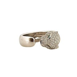 Bague Panthère CARTIER "Massai" en or blanc, diamants et émeraudes - Castafiore