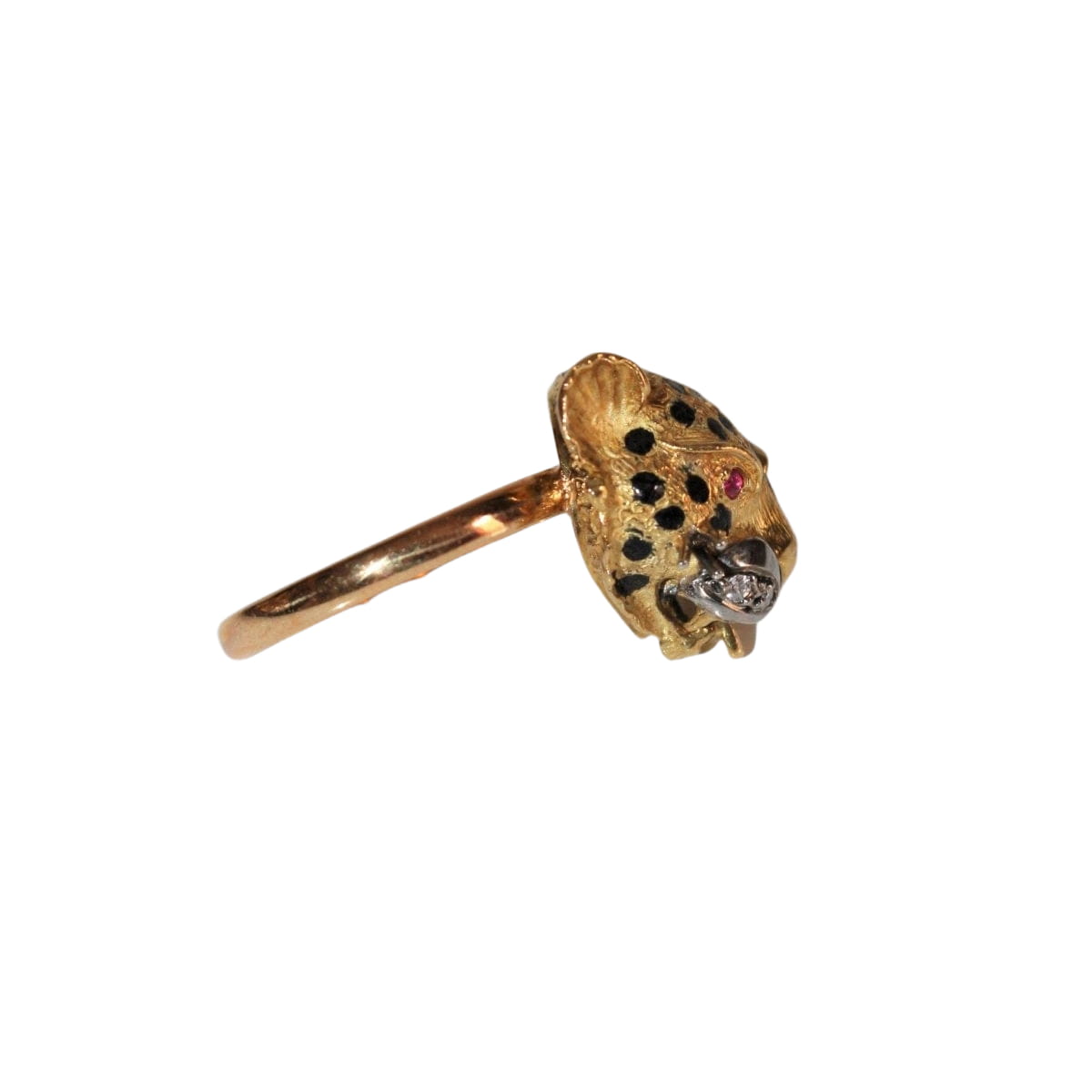 Bague Panthère Or jaune et émail - Castafiore