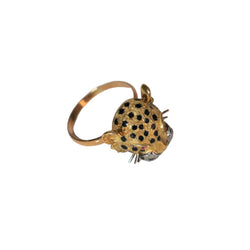 Bague Panthère Or jaune et émail - Castafiore