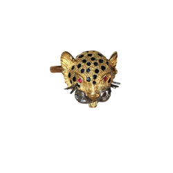 Bague Panthère Or jaune et émail - Castafiore