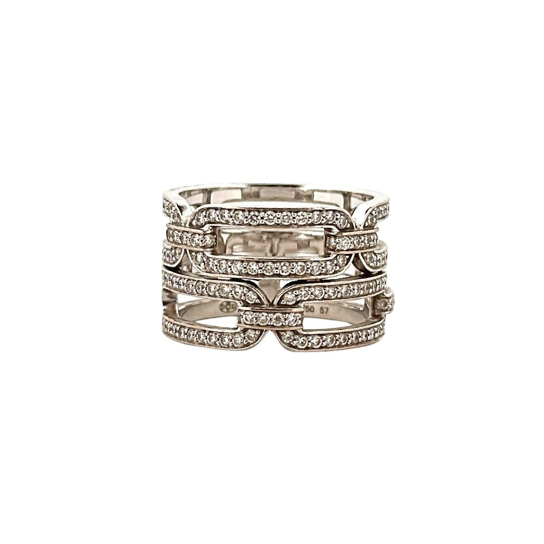 Bague Pavée DINH VAN "Maillon" en or blanc et diamants - Castafiore