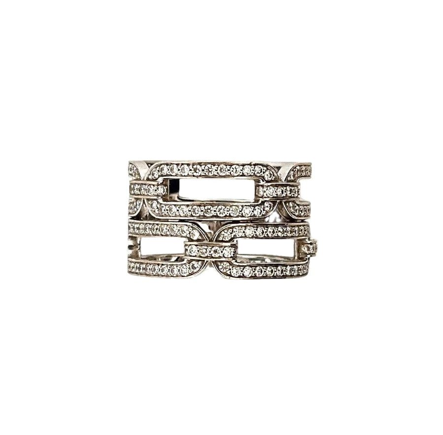 Bague Pavée DINH VAN "Maillon" en or blanc et diamants - Castafiore