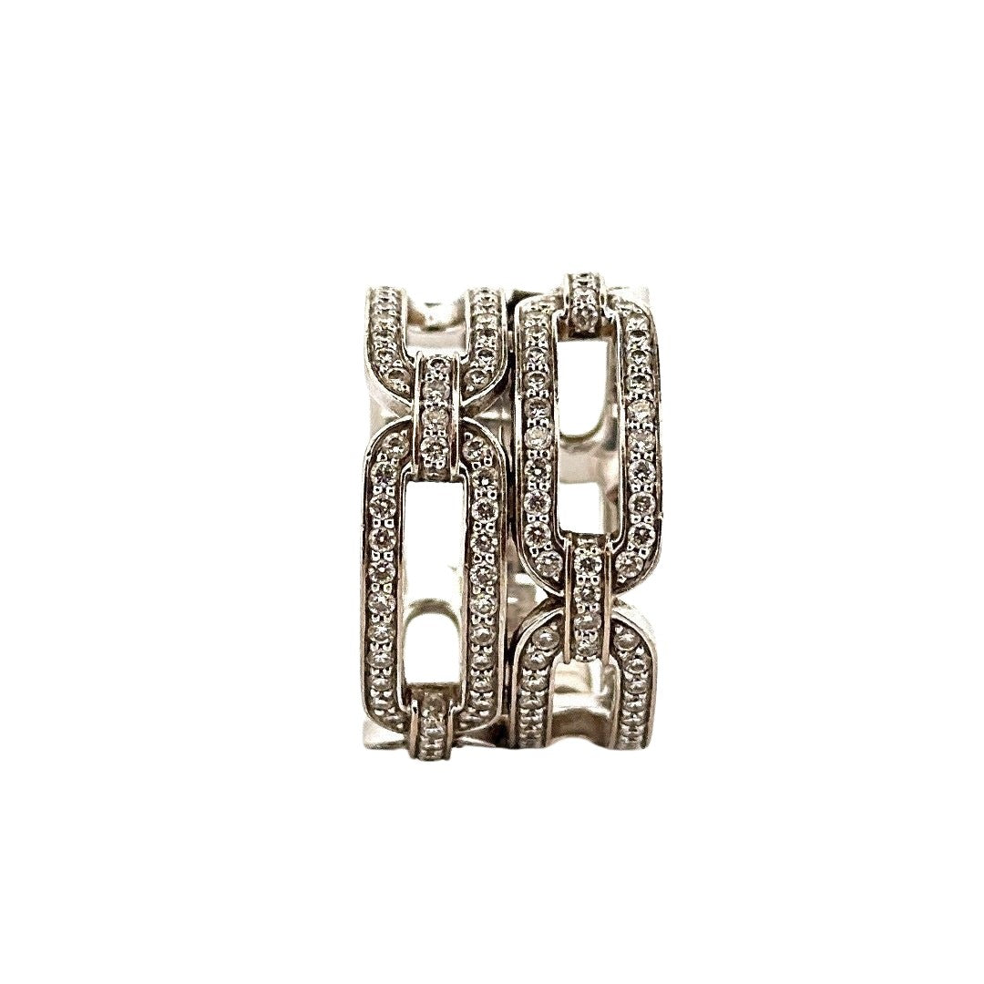 Bague Pavée DINH VAN "Maillon" en or blanc et diamants - Castafiore