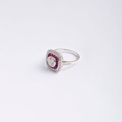 Bague Pavée en or blanc et en diamants et rubis - Castafiore