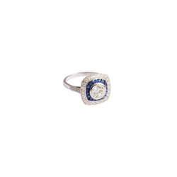 Bague Pavée en or blanc et en diamants et saphir - Castafiore