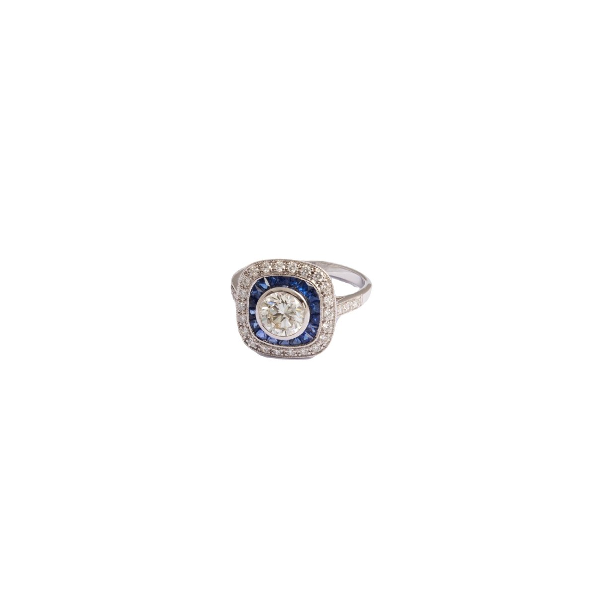 Bague Pavée en or blanc et en diamants et saphir - Castafiore