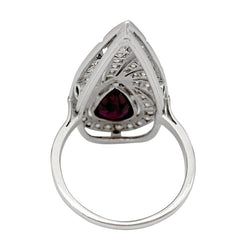 Bague platine, diamants, rubis de synthèse - Castafiore