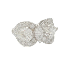 Bague platine et diamants poires - Castafiore