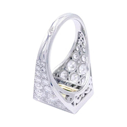 Bague, platine, or jaune, émeraude et diamant - Castafiore