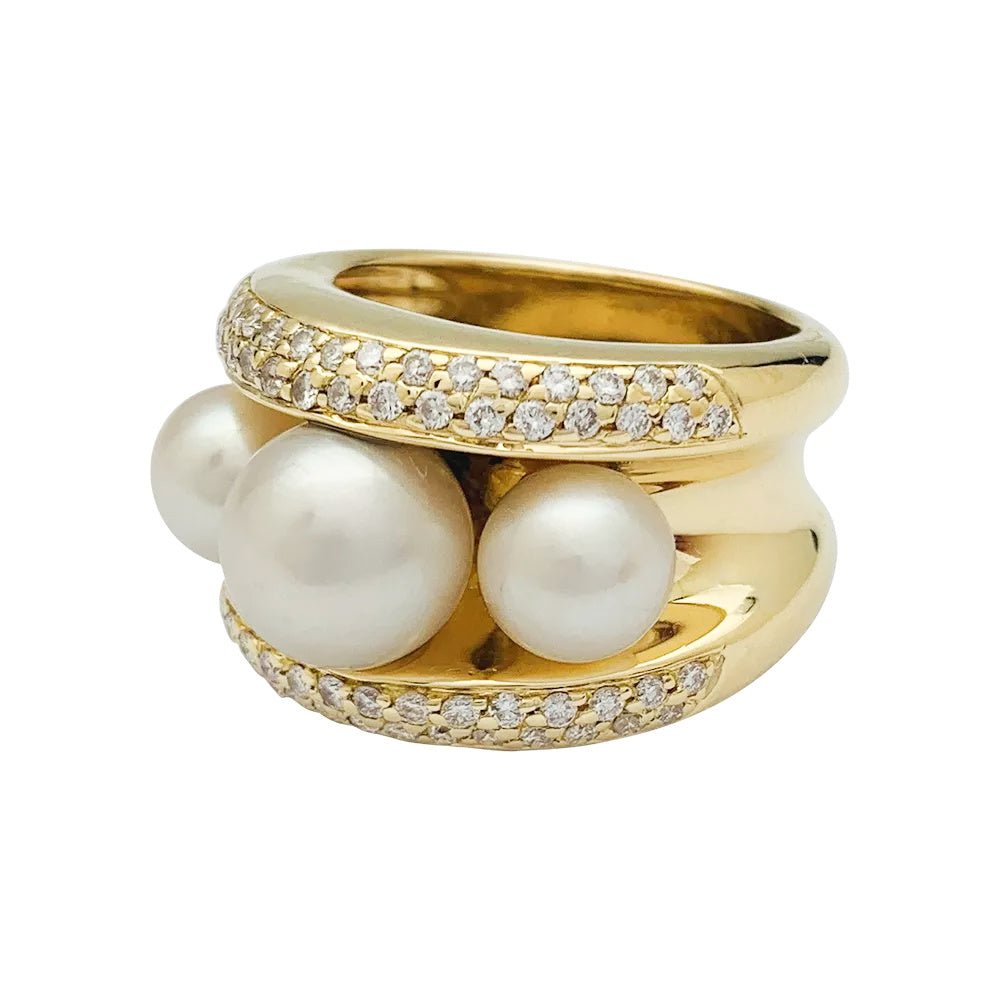 Bague Poiray, "Fidji", or jaune, perle et diamants - Castafiore