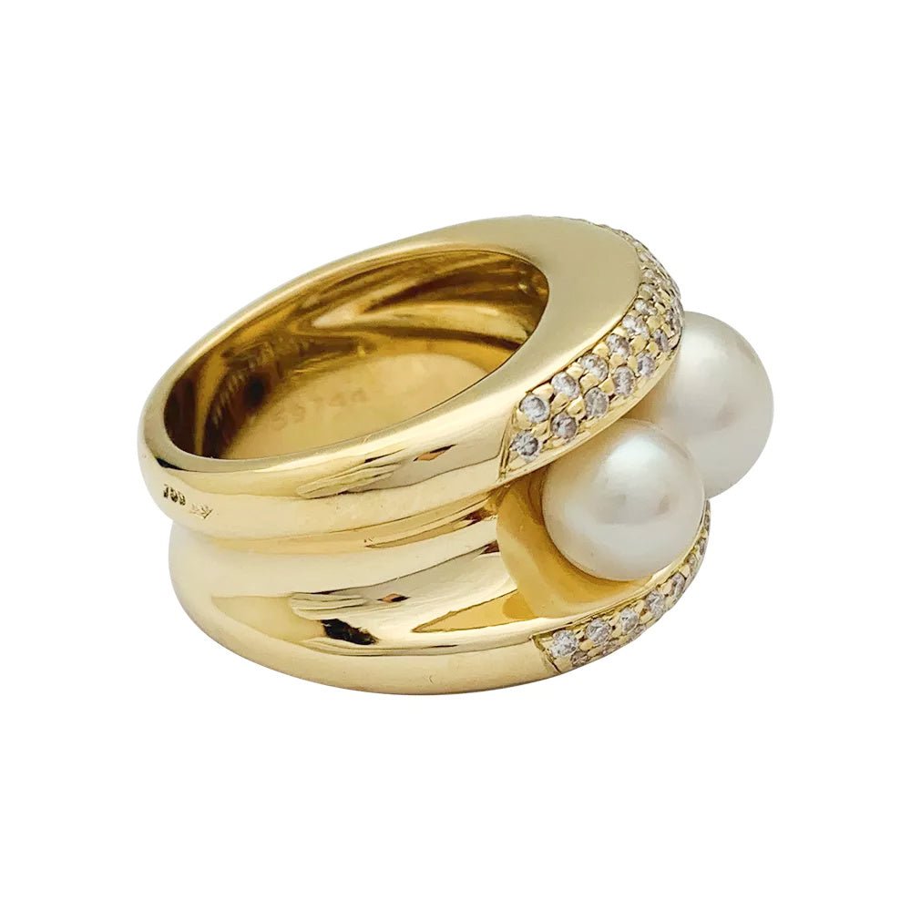 Bague Poiray, "Fidji", or jaune, perle et diamants - Castafiore