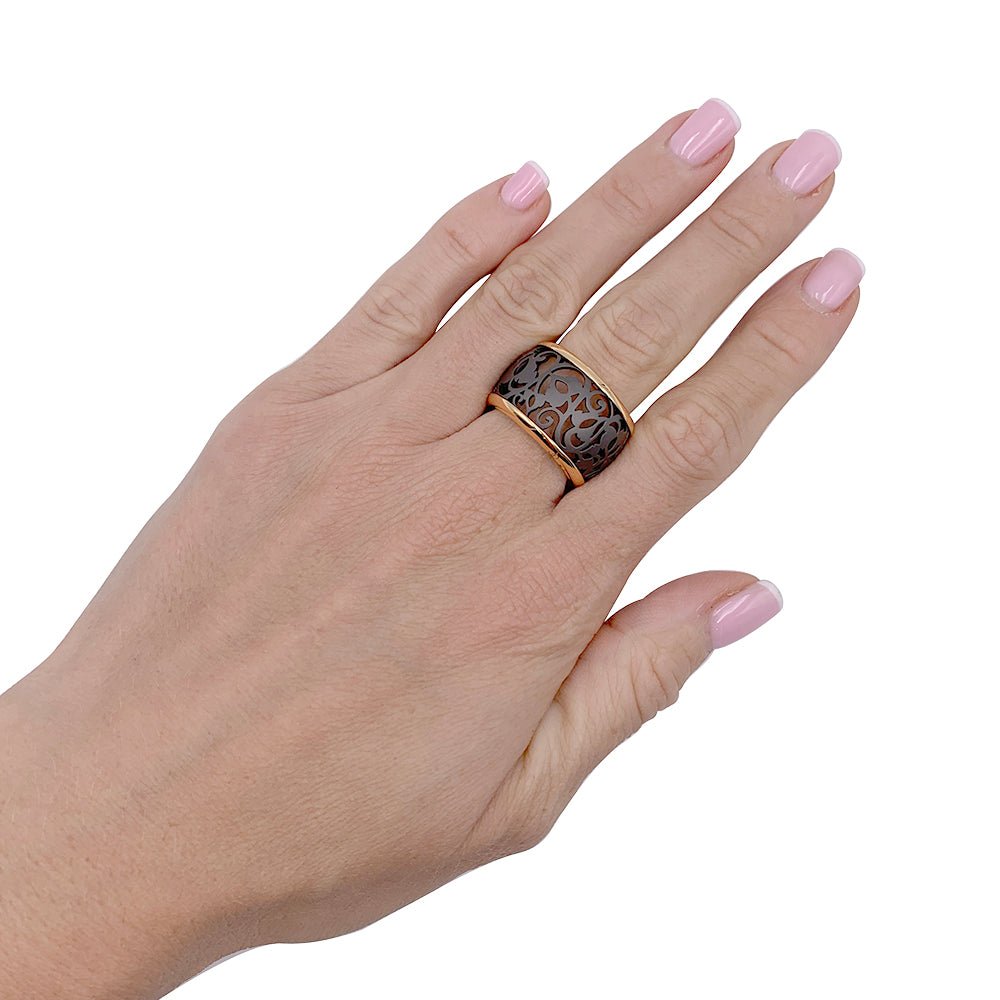 Bague POMELLATO, "Arabesque" en or rose et titane - Castafiore