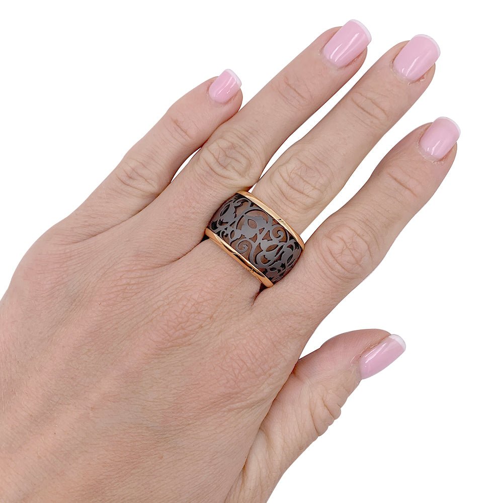 Bague Pomellato, "Arabesque", or rose, titane - Castafiore