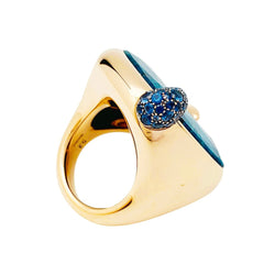 Bague POMELLATO, "Le grand bleu", en or rose, chrysocolle et saphirs - Castafiore
