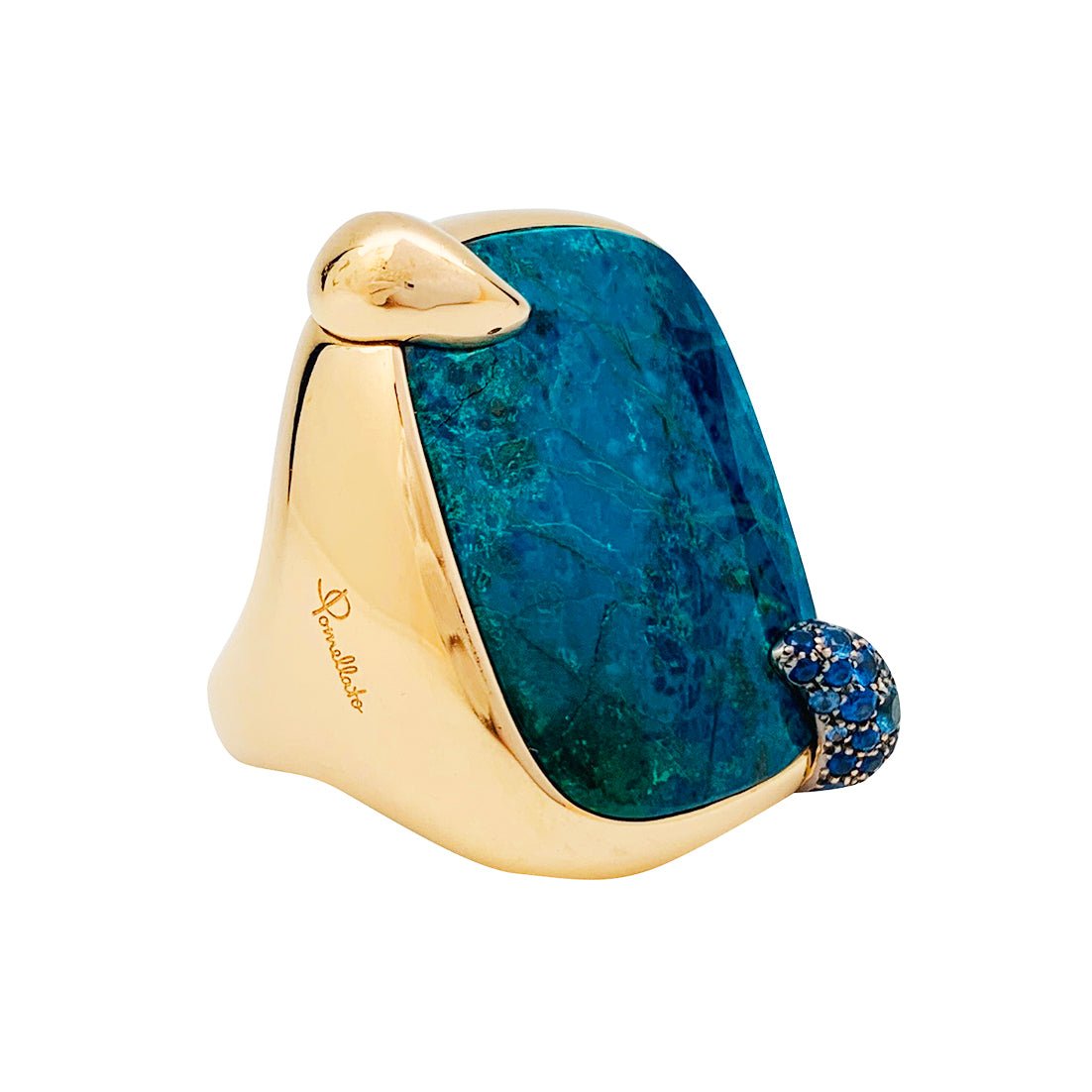 Bague POMELLATO, "Le grand bleu", en or rose, chrysocolle et saphirs - Castafiore