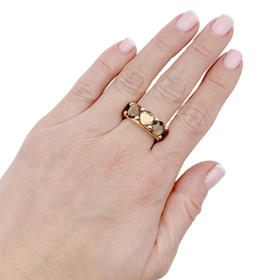Bague POMELLATO "Narciso" en or rose et quartz fumé - Castafiore