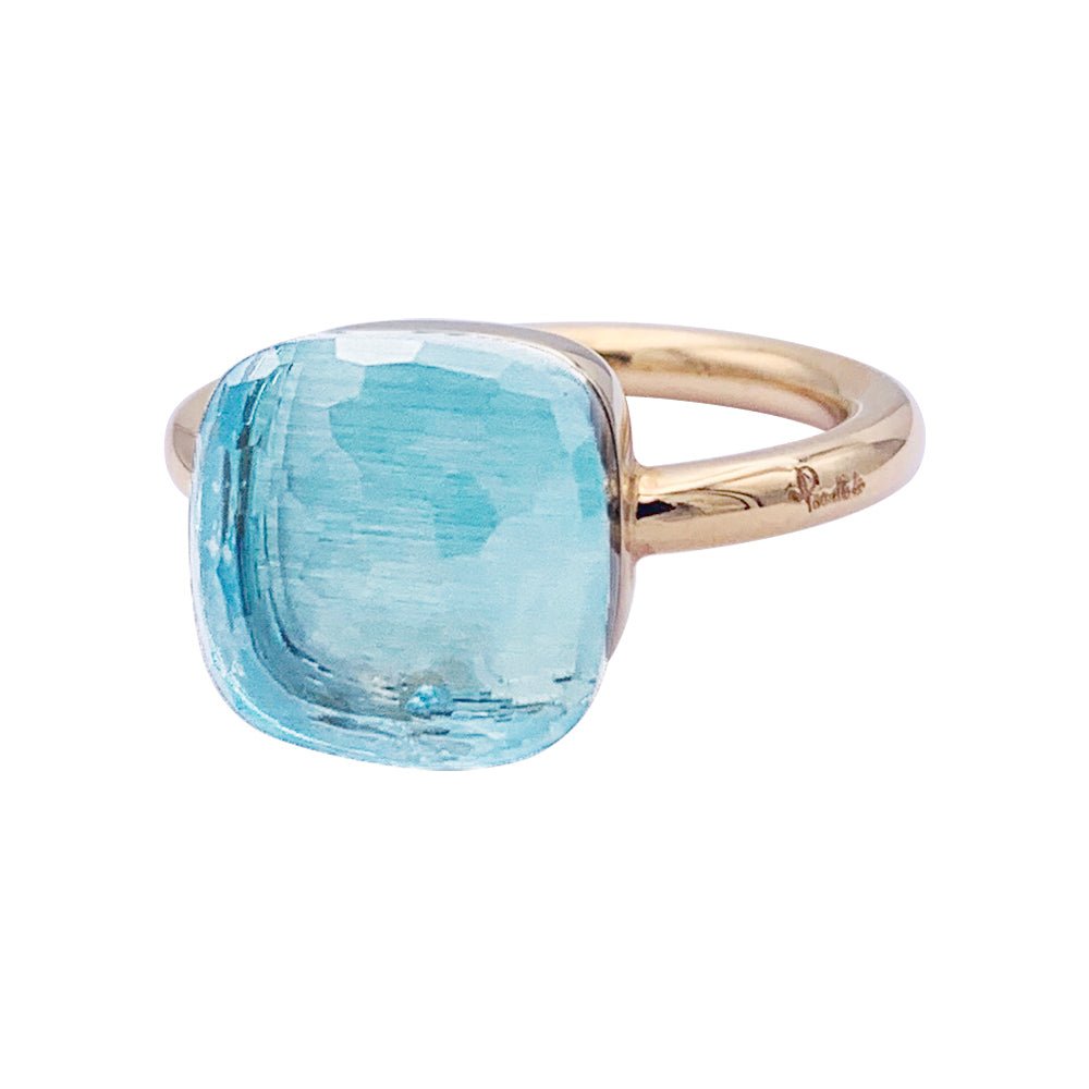 Bague Pomellato, "Nudo Maxi", deux ors et topaze bleue. - Castafiore