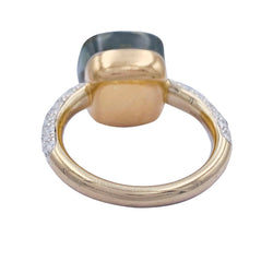 Bague Pomellato, "Nudo", or rose et blanc, diamants, prasiolite - Castafiore
