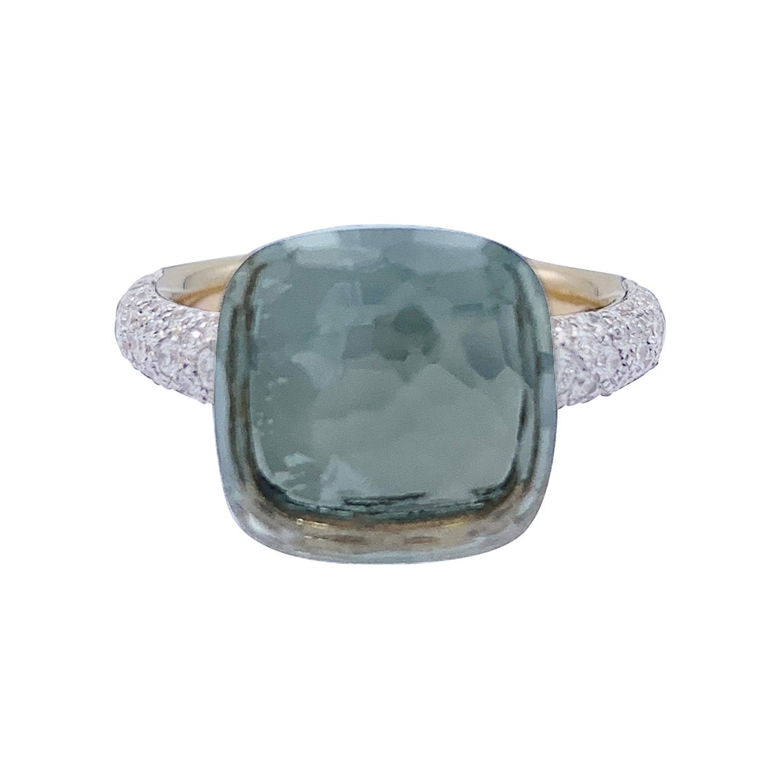 Bague Pomellato, "Nudo", or rose et blanc, diamants, prasiolite - Castafiore
