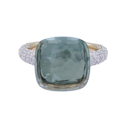 Bague Pomellato, "Nudo", or rose et blanc, diamants, prasiolite - Castafiore