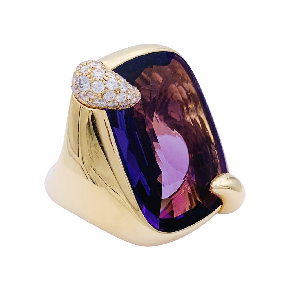 Bague POMELLATO "Ritratto" en or rose, améthyste et diamants. - Castafiore