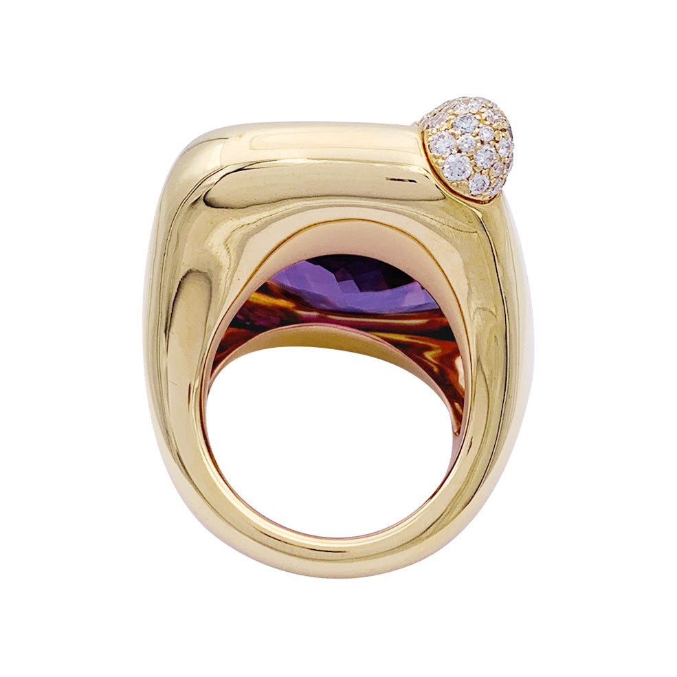 Bague POMELLATO "Ritratto" en or rose, améthyste et diamants. - Castafiore